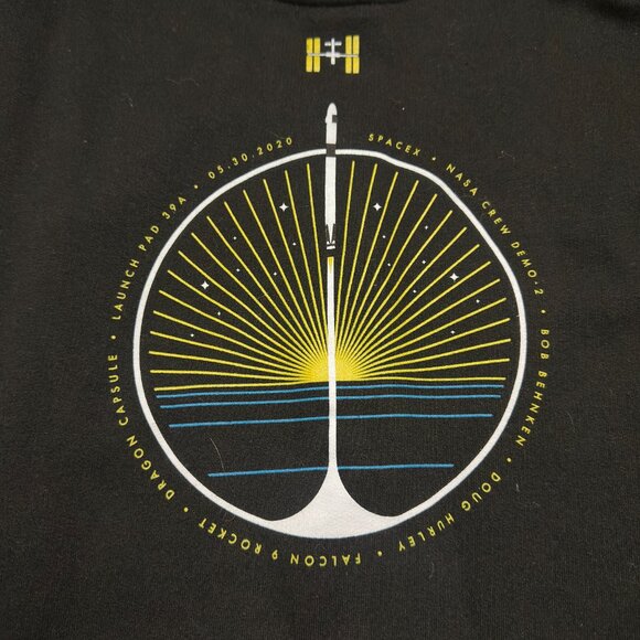 SpaceX Crew Demo 2 NASA Full Zip Hoodie Men’s Sz 3X Black Falcon 9 Rocket Tesla - Picture 4 of 13